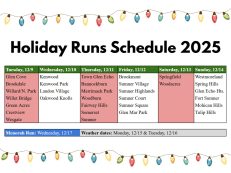 GEFD Holiday Runs Schedule 2025
